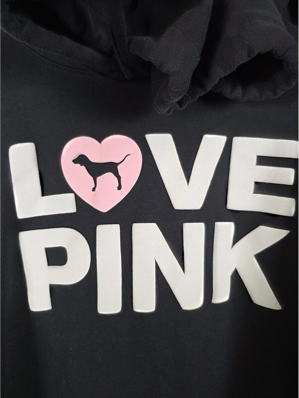 Victoria's Secret PINK LOVE Hoodie Jogger Set Black CAMPUS ORIGINALS XXL 2XL - Picture 2 of 8